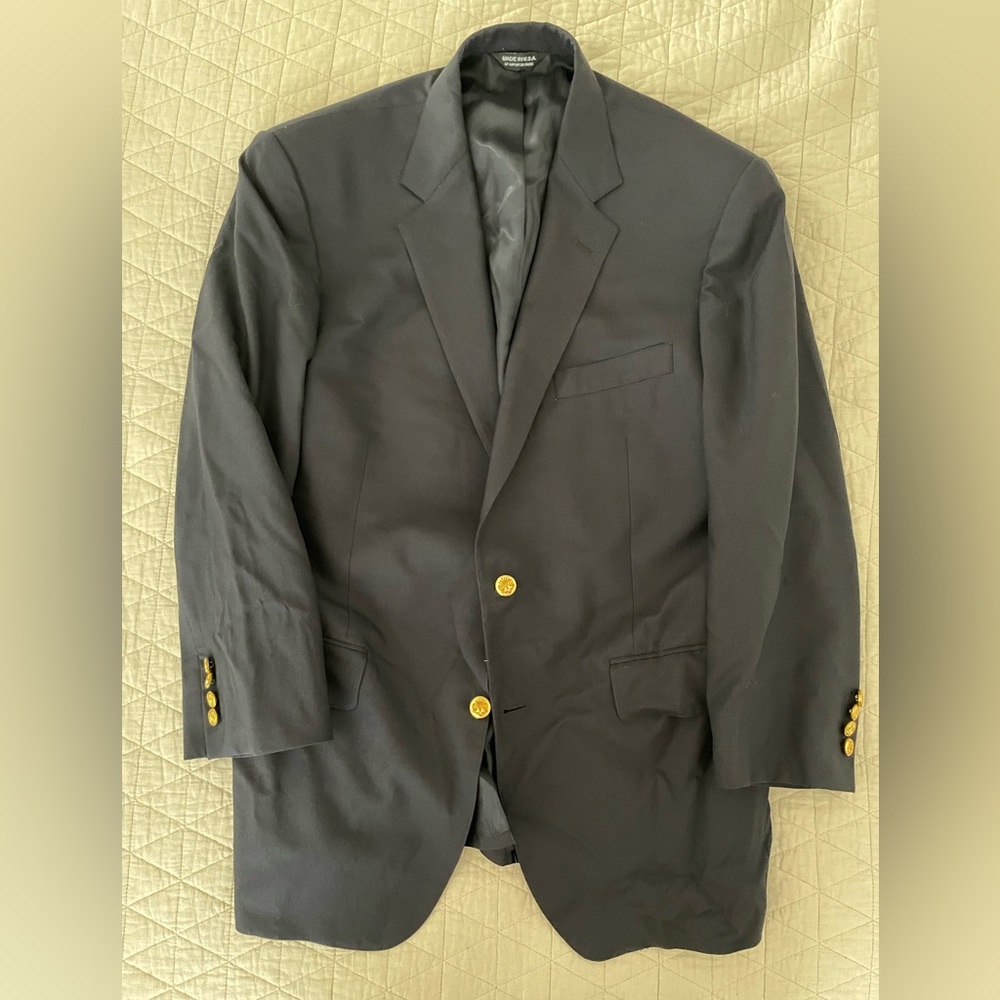SOUTHWICK‎ Worsted Wool Blazer in Midnight Navy Size 42 Reg